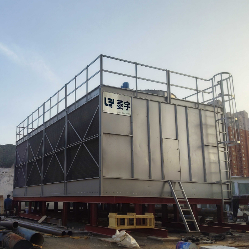 河南鄭州菱宇組合式方形橫流式鋼板冷卻塔安裝完成，交付客戶使用
